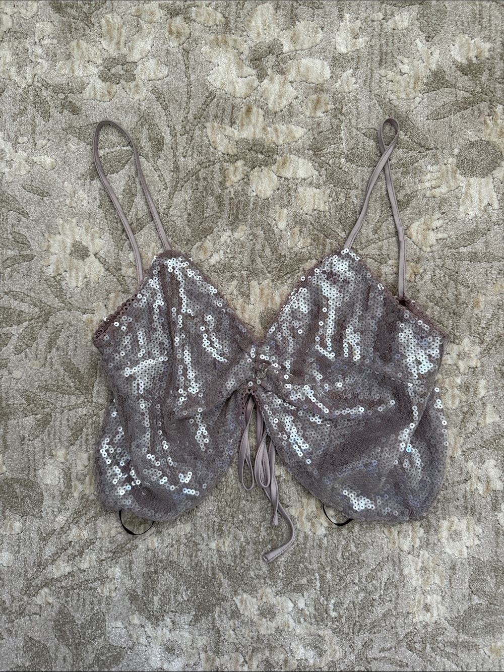 Forever 21 Mauve Sequin Crop Cami